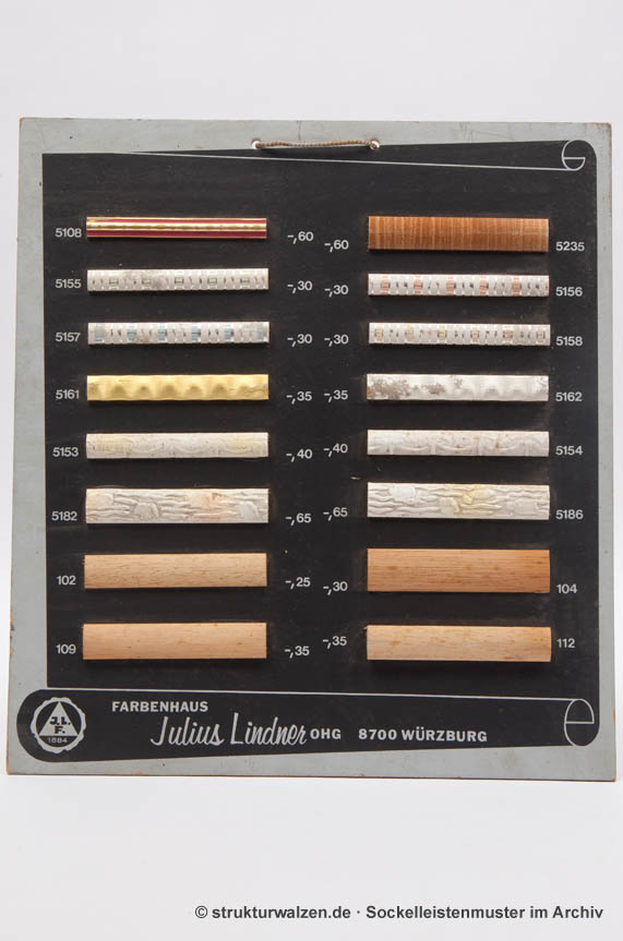 Abschlußleisten aus Holz - Muster von Julius Lindner, Würzburg