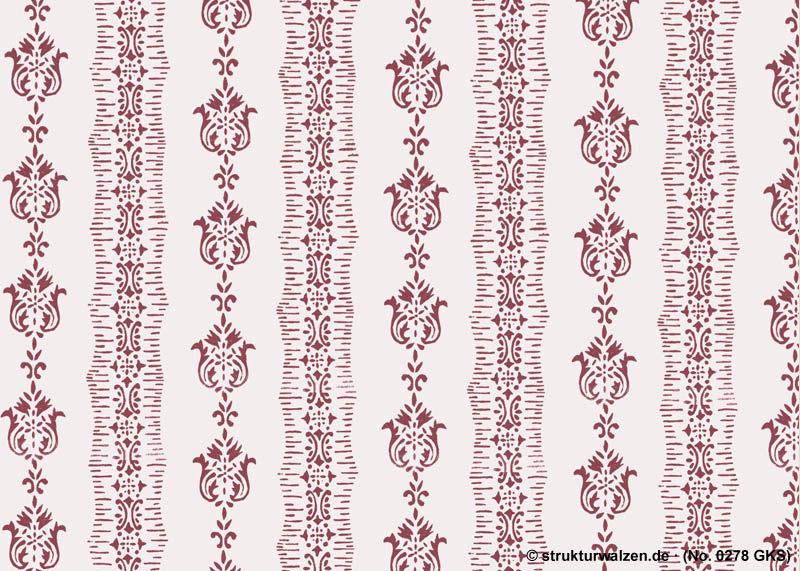 Strukturwalze 0278 GKS - florales Barockornament und feines, kleinteiliges Musterband